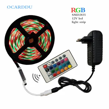 

Led Strip Licht Rgb 5050 Smd 2835 Flexibele Lint Fita Led Light Strip Rgb 5M 10M 15M tape Diode Dc 12V + Afstandsbediening + Ada