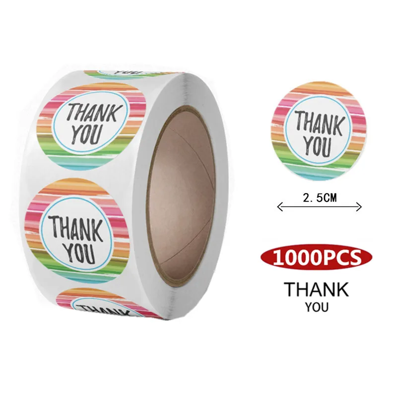 

Stylish Watercolor Thank You Stickers Round 1'' 1000pcs Business Taste Order Home HandMade Labels Wedding Envelope Sealing Decor