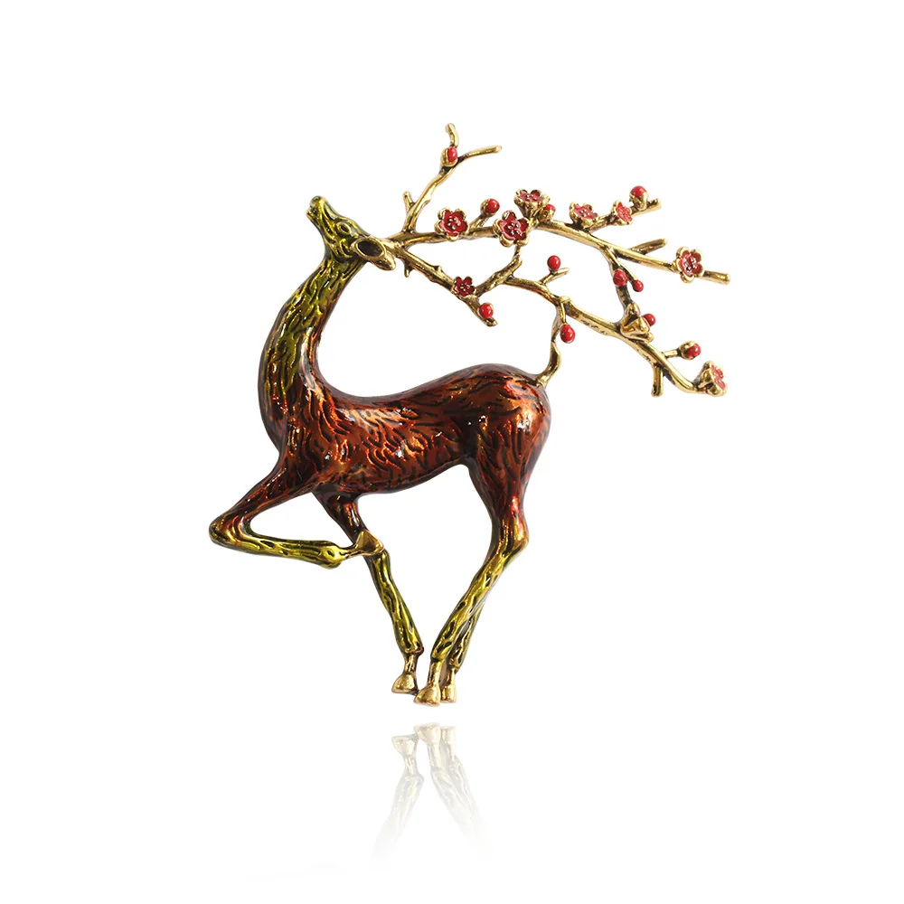 

CINDY XIANG Christmas Deer Brooch Enamel Reindeer Sika Deer Brooch Cute Beautiful Animal Pin Winter Jewelry Pins