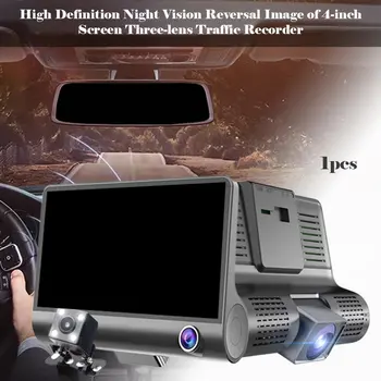 

4 Inch Car Video Recorder Dash Cam Auto Registrator Dual Lens With Rear View Camera Dvrs HD Camcorder