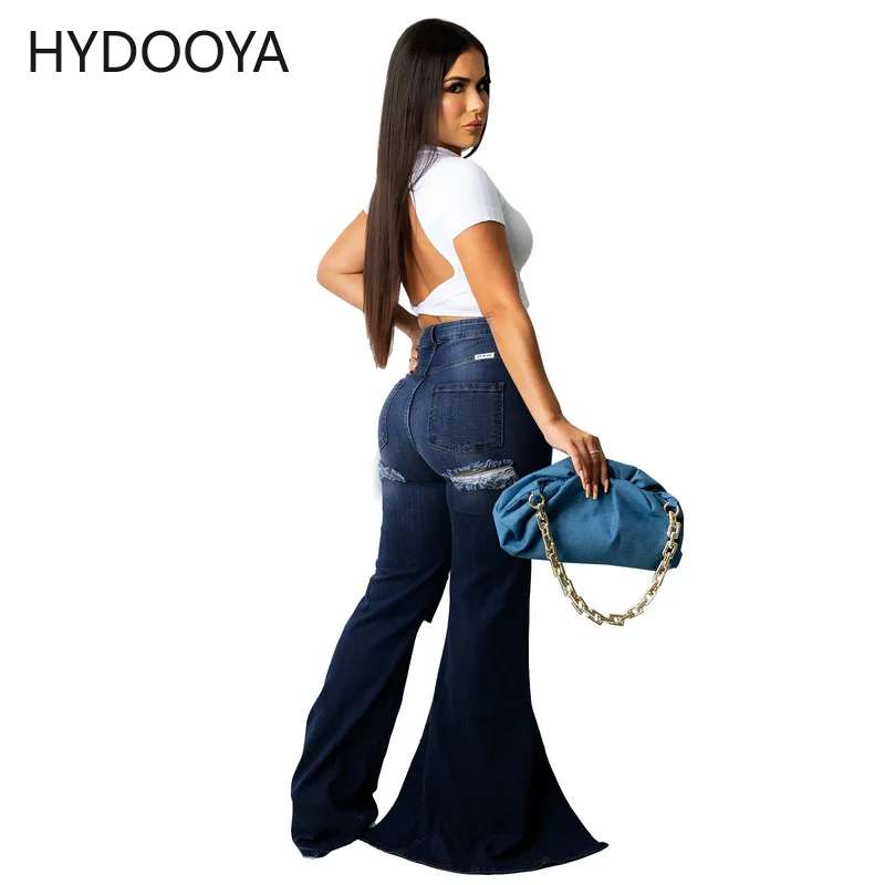 Sense of Design Side High Split Denim Pants for Women High Waist Fur-lined Flare Trousers Retro Female Hole Ripped Jeans 90s 00s