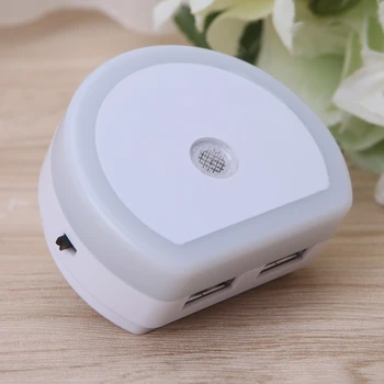 

LED Night Light With Dual USB Wall Charger Plug Dusk to Dawn Sensor Wall Lamp 40JE