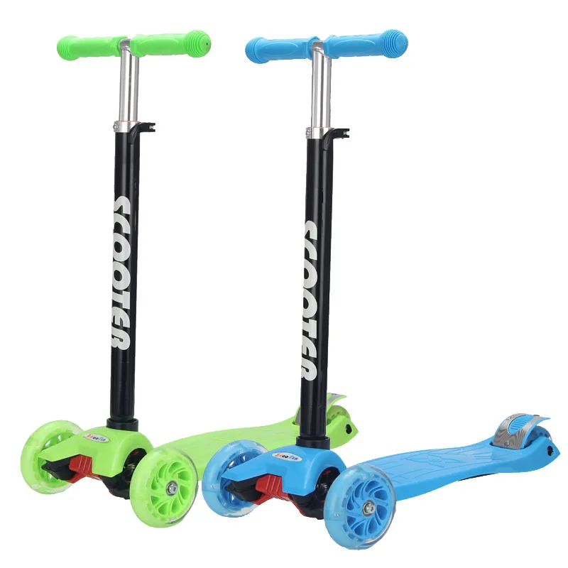 

Big Kid Skateboard Pu Light Included round Scooter Four Wheel Adjustable Scooter with Bar Children Scooter