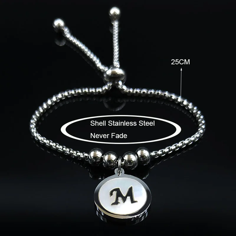 M браслет-цепочка из нержавеющей стали с буквенным покрытием, женский браслет серебряного цвета, очаровательные ювелирные изделия acero inoxidable joyeria Mujer B18525