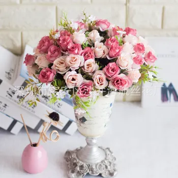 

Artificial Flower 10 Head Rose European-Style Pastoral Country Style Rose Artificial Flowers 3
