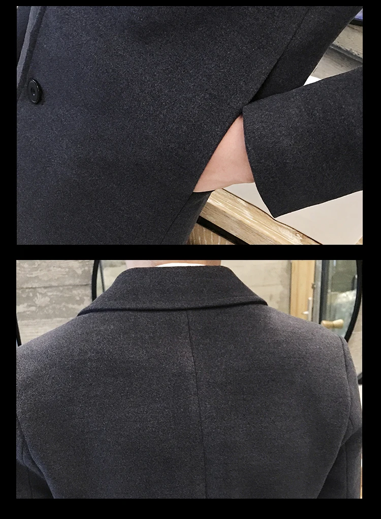 Осенне-зимний мужской шерстяной Тренч, приталенный длинный деловой Тренч для мужчин с отворотом, верхняя одежда для отдыха