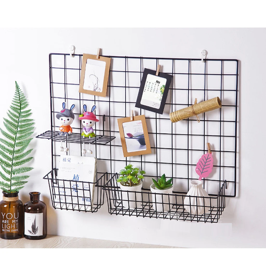 1xMetal Wire Basket for Wire Wall Grid Panel-Wall Mount Hanging Organizer 1xMetal Wire Basket for Wire Wall Grid Panel-Wall Mount Hanging Organizer