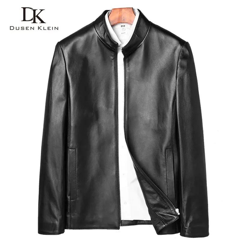 

Luxury jacket men Genuine leather Dusen Klein New spring Brand coats sheepskin Simple/Business leather jacket black 71D1706