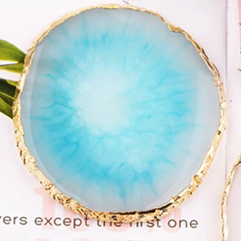 

1Pcs Elliptical Shape Artist Accessories Golden Rim Agate Natural Resin 9.5*8CM Color Palette Multi-function Photo Props