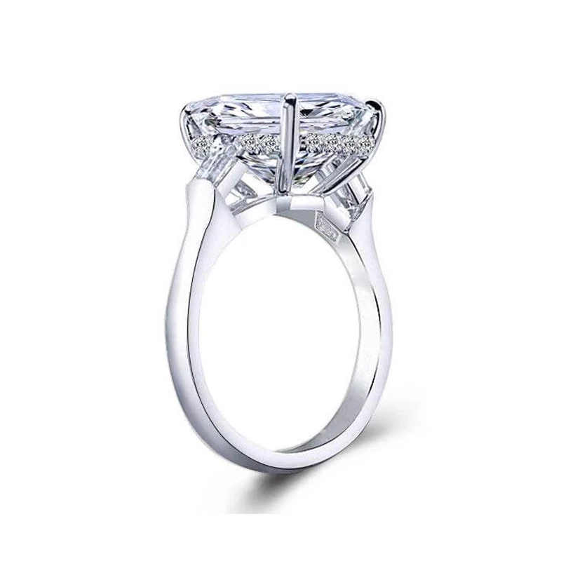 Ladies Jewelry Ring 5 Carat Emerald Moissanite 925 Sterling Silver Wedding Fashion Engagement Rings