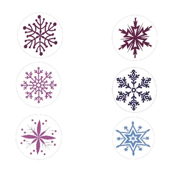 

200pcs/roll Happy Christmas Day 6 Kinds Of Snowflake Christmas Label Gift Box Decoration Family Sticker