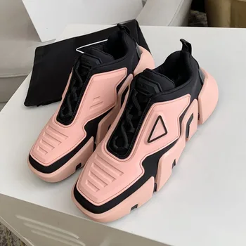 

Women Sneakers Chunky Thick Bottom Mixed Color Female Shoes Zapatos De Mujer Lace-Up 2020 New FemaleShoes Casual Couple Sneakers