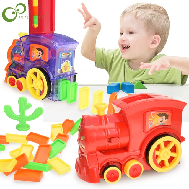Educational DIY Toy Gift Kids Domino Train Car Set Sound Light Automatic Laying Domino Brick Colorful Dominoes Blocks Game WYW 1