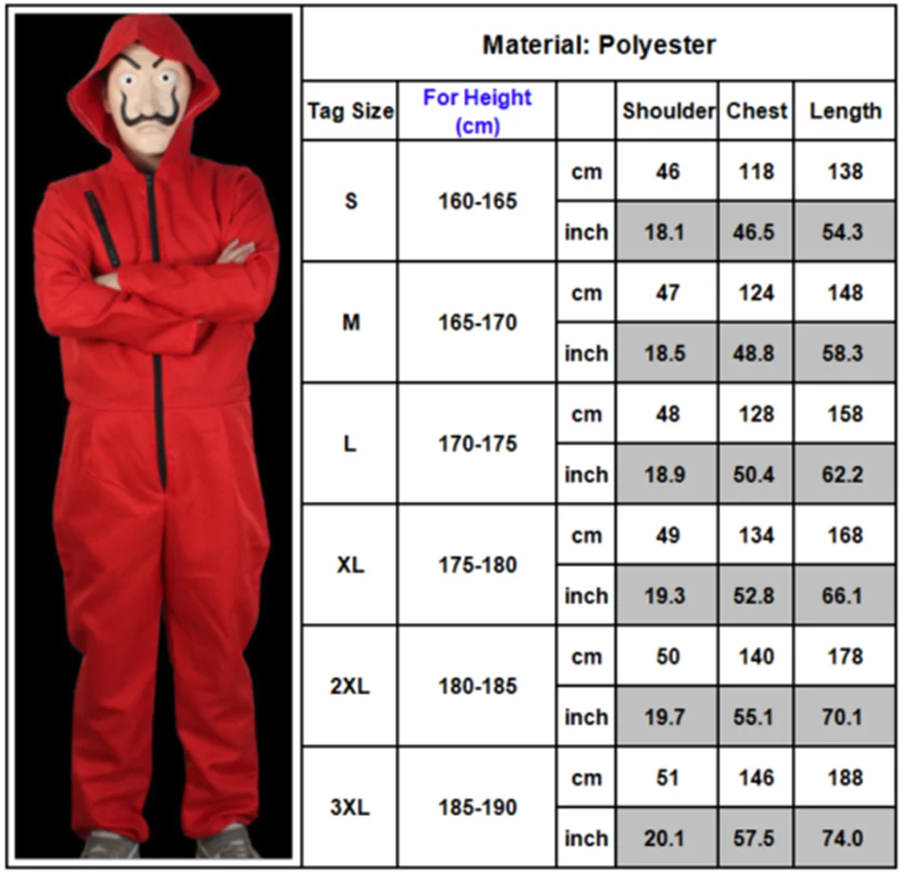 Banknote House Dali Dali Siamese Clothing Red Onesies Clown Costume Cosplay Halloween La Casa De Papel Face Mask Clothing (1)