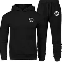 Dragon Ball inspired Goku symbol black hoodie tracksuit set with matching jogger pants