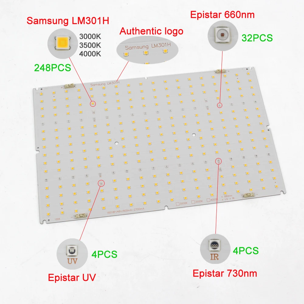 10 шт./лот 230lm/Вт высокий люмен Samsung LM301H QB288 Квантово Tech V3 доска 3000 К 3500 смешивания 660nm