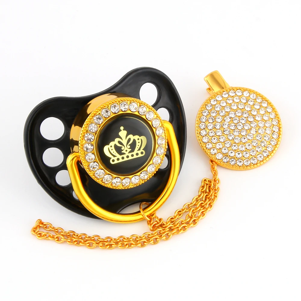 Red Crown Newborn Baby Pacifier with Chain Clip Silicone Nipple Infants Soother Baby Gums Pacifier