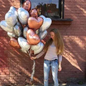 

10pcs 18inch Chrome Metallic Heart star Round Helium Foil Balloons baby 1st Birthday Party Supplies Wedding Decor Air Ballon