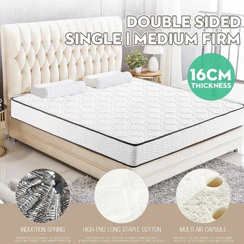 

91x190x16cm Soft Memory Foam Spring Mattress Bed Cushion Double Size Medium Firm Topper Quilted Soft Bed Firm Foam Spring