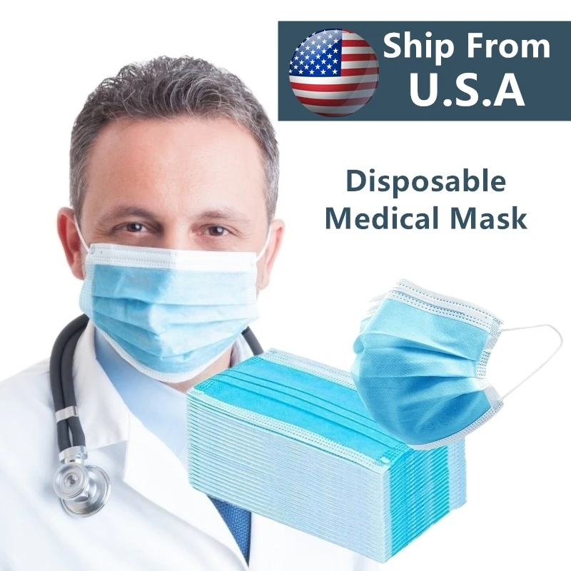 

100PCs Disposable Masks Medical Mask Surgical 3-Ply Used As N95 FFP2 KF94 Replacements Earloop Face Mouth Mask Free Ship