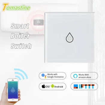 

Wifi Smart Boiler Switch EU Plug Hands-free Voice Control Home Smart Timing Switch via Alexa/Google Home Waterproof&Safe Panel