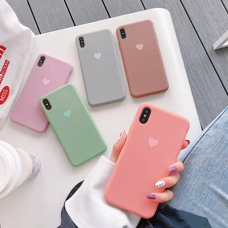 Чехол Love Heart для iphone XR X 10 7 8 plus 11 розовый мягкий силиконовый тонкий чехол Pro XS Max 6 s