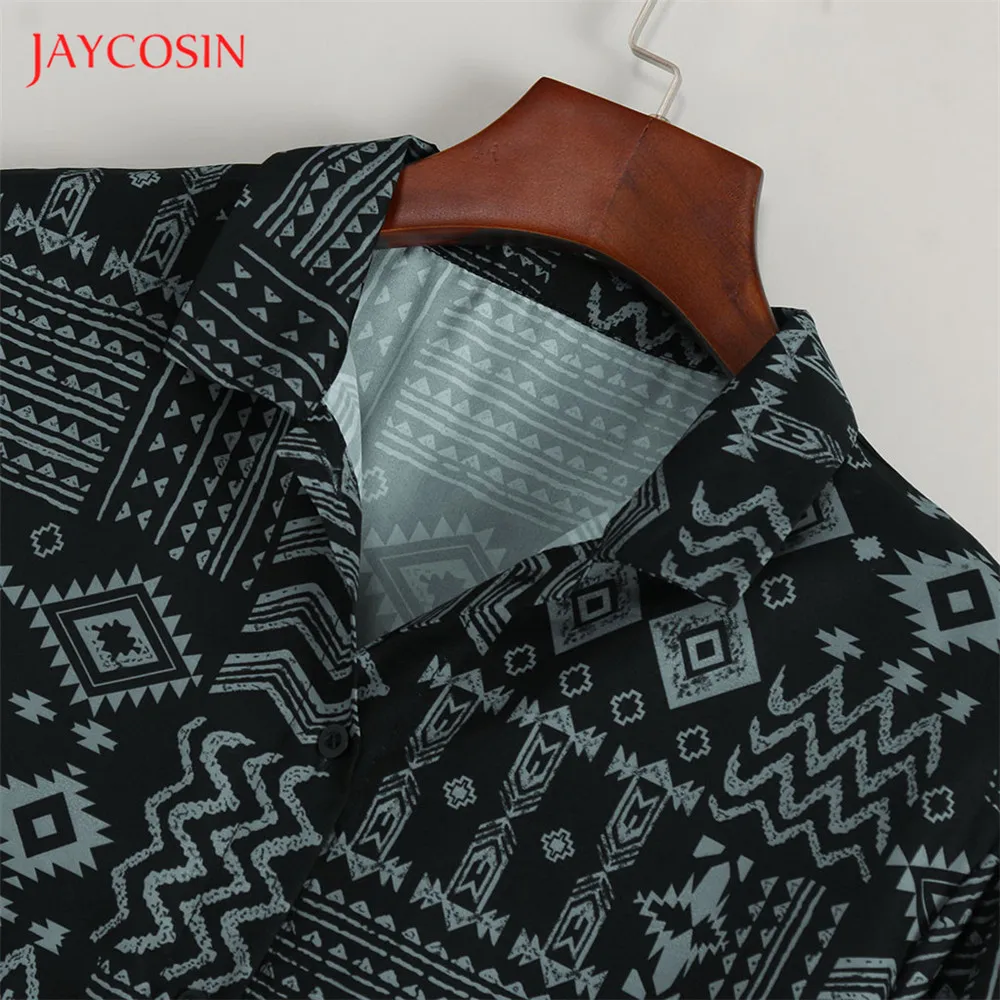 Joycosin, зимняя мужская рубашка, Повседневная модная мужская одежда, этнический стиль, с принтом, с длинным рукавом, мужская рубашка, крашеная трава, на пуговицах, топы