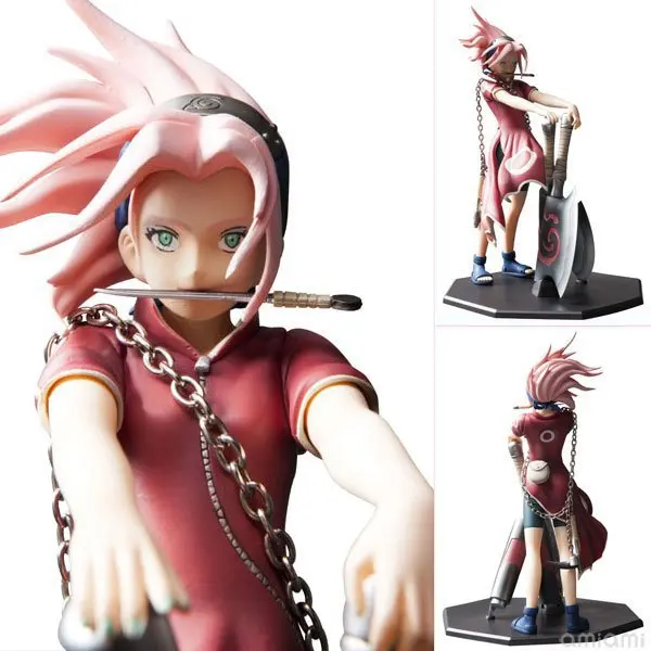 

23cm Naruto Shippuden DPCF Sharingan Haruno Sakura with Fighting Axe Uchiha Sasuke Anime PVC Action Figure Collection Model Toys