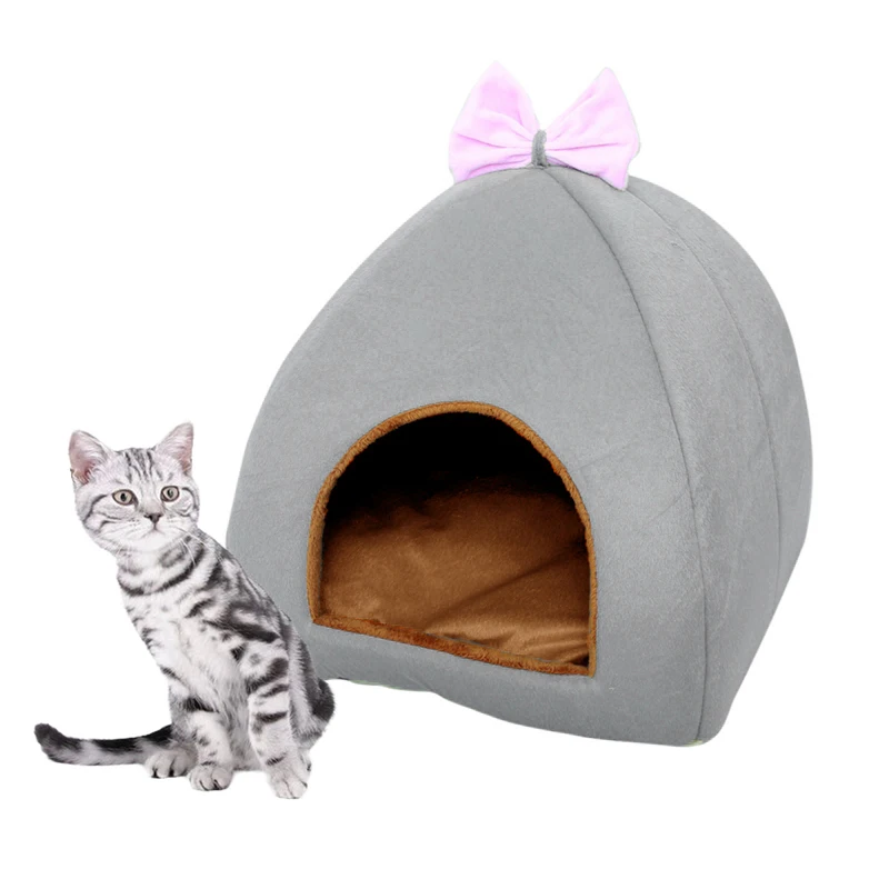 New Arrival Cat House Warm Puppy Bed Yurt Shaped Pet House for Kittens Puppy Short Plush Dog Cage Comfortable Pet Supplies