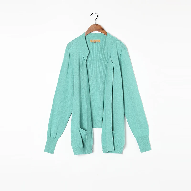 100 кашемировый свитер женский длинный кардиган высокое качество зимние свитера Фиолетовый зеленый серый теплый мягкий однотонный натуральный материал - Цвет: Бирюзовый