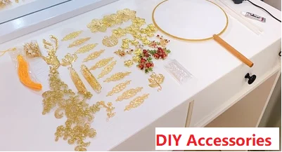 DIY Accessories Новинка, Свадебный вентилятор, китайский стиль, вентилятор ручной работы, цветы, сделай сам, материал, посылка, древний вентилятор, золотые свадебные аксессуары - Цвет: DIY Accessories
