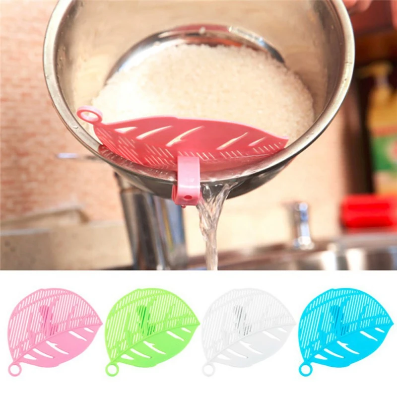 

Super practical Cute Leaf Rice Wash Sieve Beans Vegetable Fruits Cleaning Clip Filter Strainers