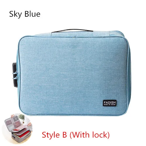 Sky Blue B Большая вместительная сумка-Органайзер для документов, дорожная сумка, чехол для ID, кредитных карт, кошелек, держатель для денег, органайзер, чехол, сумка, аксессуары, Suff - Цвет: Sky Blue B