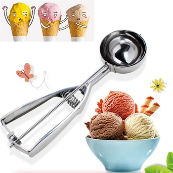 

Stainless Steel Ice Cream Scoop Ice Ball Maker Fruit Watermelon Frozen Yogurt Cookie Dough Meat Balls Ice Cream Spoon Tools