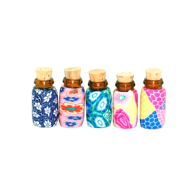

Essential Oil Aromatherapy Bottle Soft Pottery Empty Bottle Pendant Polymer Clay Perfume Bottle Wooden Cover Handmade 25pcslot