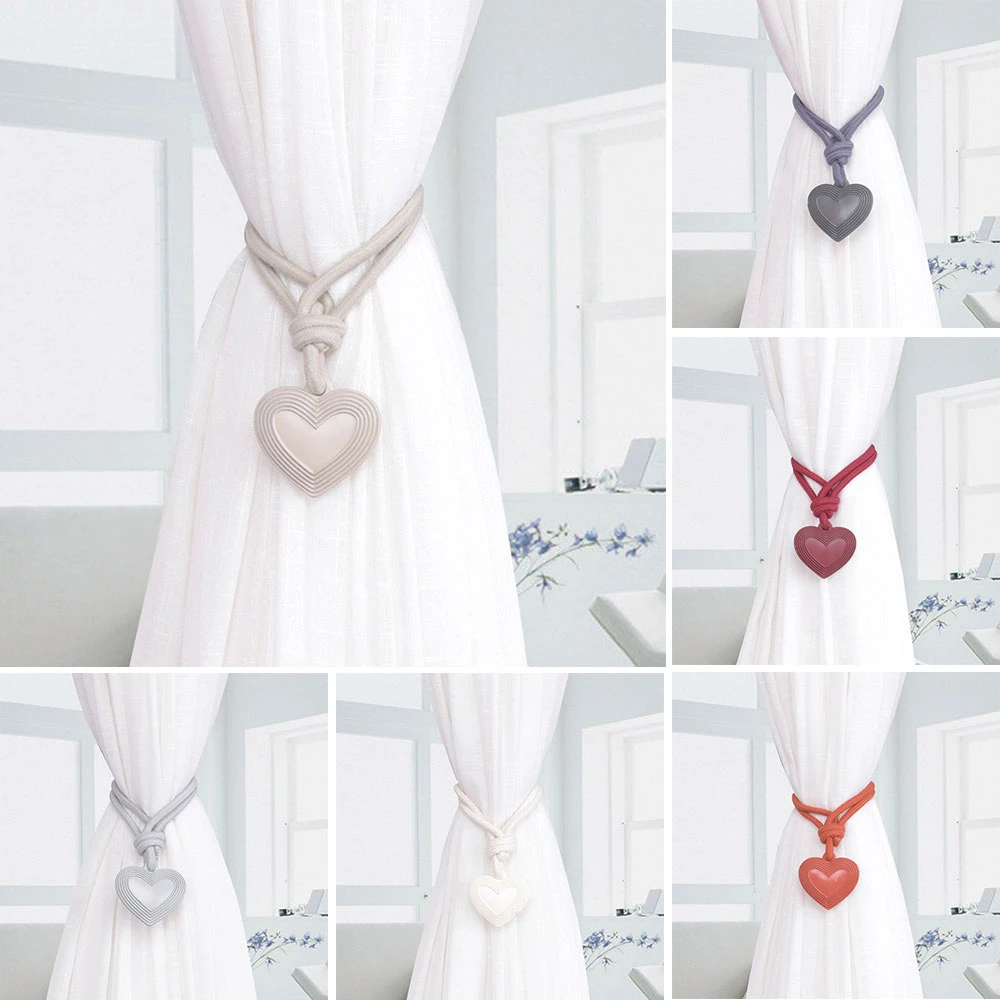 

Curtain Straps Heart-printed Living Room Curtain Belts Versatile Curtain Buckle Hanging Ball Hook Creative Curtain Rope Straps