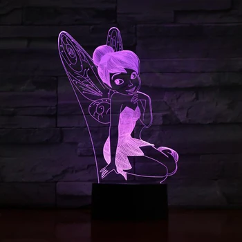 

Novelty Table Lamp 3D LED Angel Girl Visual 7colors Lighting Fixture Modelling USB Creative Sleep Night Light Children Gifts