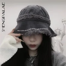 SHENGPALAE Ins новая весенняя модная уличная ковбойская шляпа с дырками, рыбацкая шляпа с куполом, свободная женская шапка с принтом 5D329