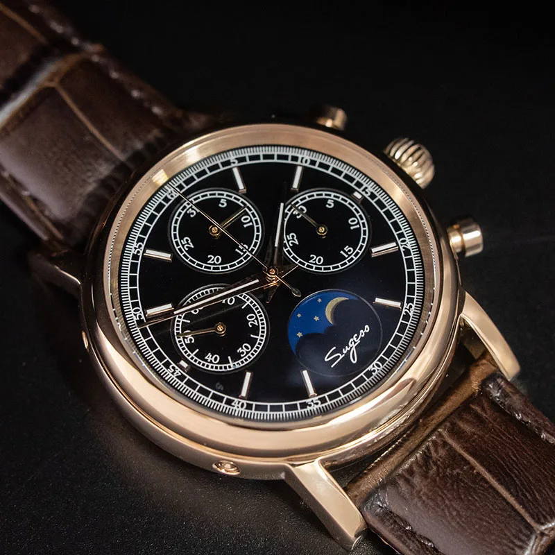 Супер Светящиеся механические часы с хронографом для мужчин ST1908 Moon Phase NATO Calendar мужские наручные часы Relogio