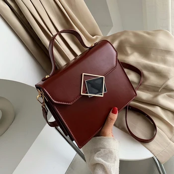 

Solid Color PU Leather Crossbody Bags For Women 2019 Shoulder Messenger Bag Designer Lock Hand Bag Lady Handbags and Purses