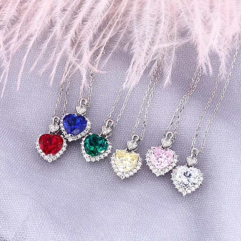 

Wholesale Ocean Heart Simulated Diamond 1-2ct Necklace Love Necklace Fashion Necklace for Women S925 Sterling Silver
