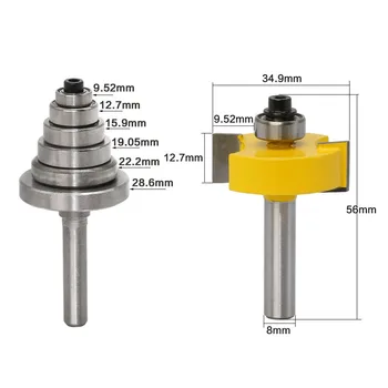 

1/4 Inch Shank Rabbeting Router Bit with 6 Bearings Set for Multiple Depths Supply Wooden Tools