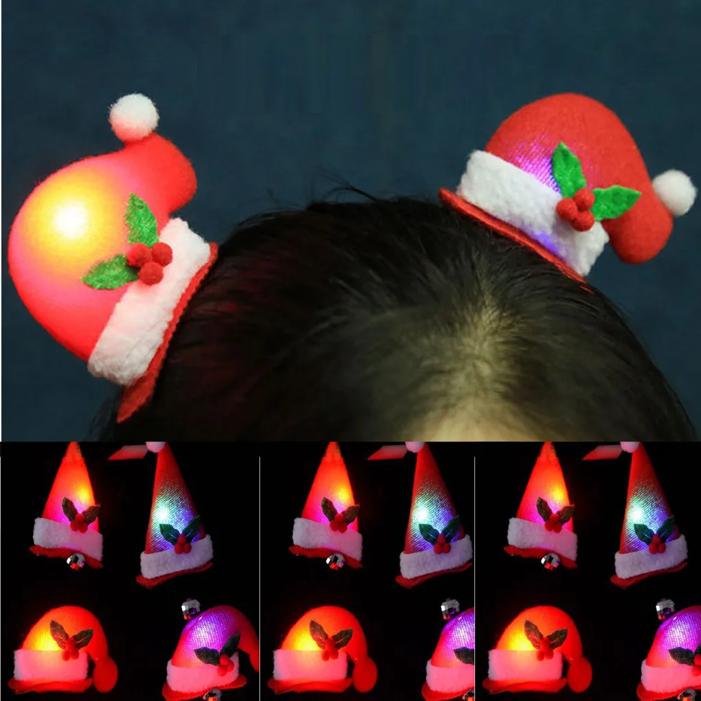 

4pc Baby Kid Girl LED Light-up Christmas Hat Hairpin Cartoon Hair Card Headdress Hair Styling Accessories Barrette decoration