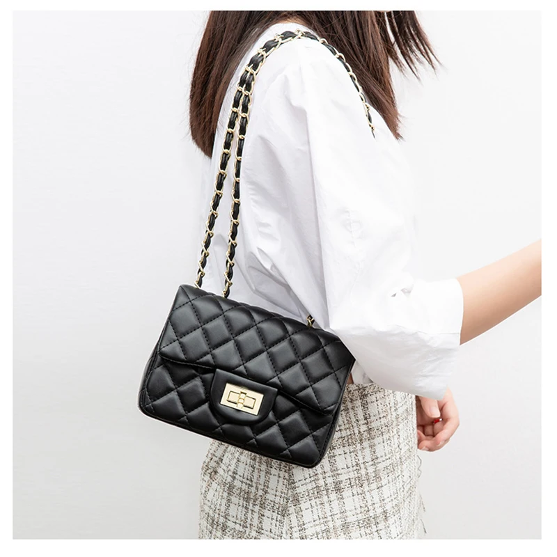 

Women Sac a Main Leather Handbag Casual Chain Shoulder Messenger Bag Famous Classic Purses Brand Designer Crossbody Bags Lattice