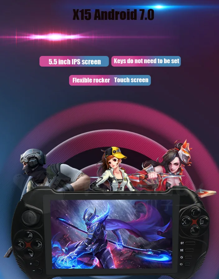 Powkiddy X15 Andriod портативная игровая консоль 5 дюймов 1280*720 экран MTK8163 четырехъядерный