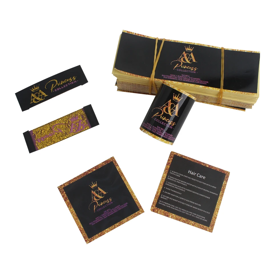 Custom logo brand printing Virgin Hair extensions bundles wrap stickers wig name woven labels tags paper hang tag packing | Дом и сад