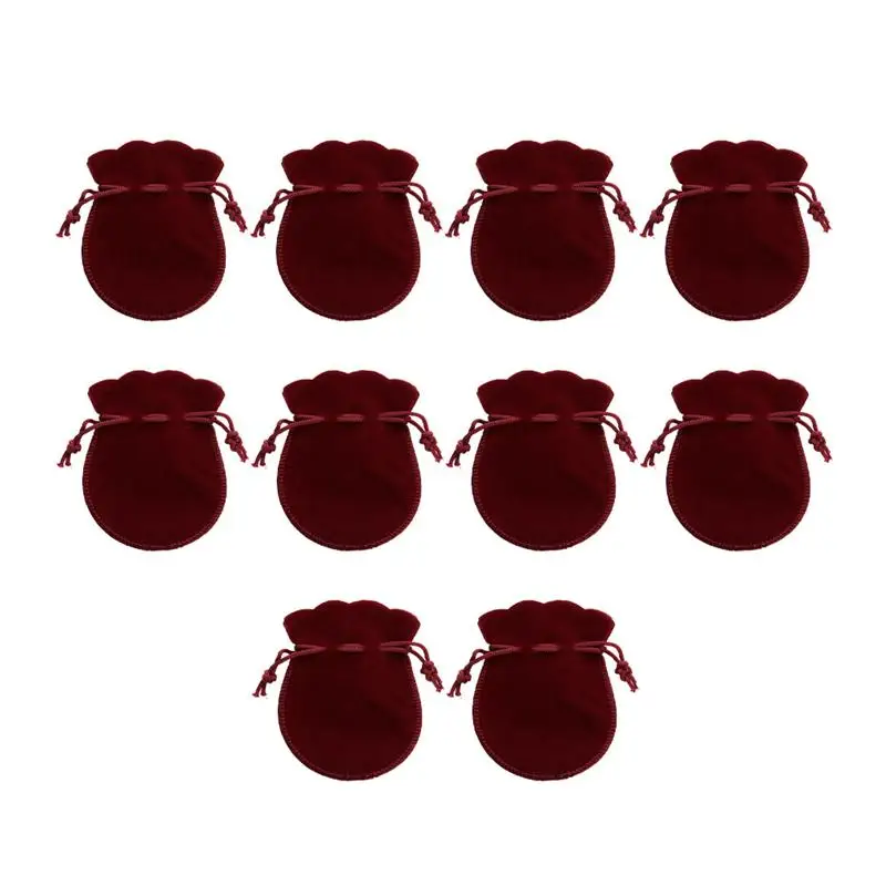 

10 Pcs Drawstring Jewelry Pouch Simple Flannel Drawstring Bag Jewelry Container Gift Bags Home Party