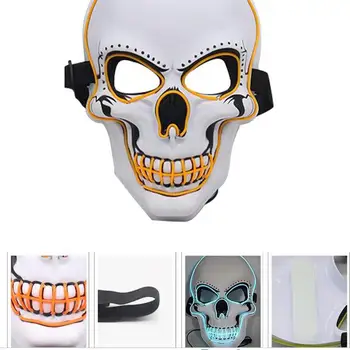 

LED Halloween Scary Glow Skeleton Mask Cosplay Party Costume Supplies