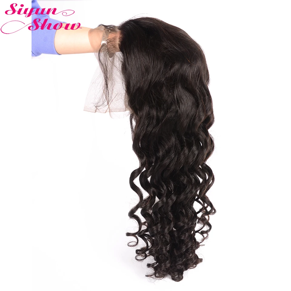 Siyun шоу свободная волна парик бразильские волнистые волосы парики 13 × 4/13 × 6 кружева передние человеческие волосы парики с детскими волосами Natrual для черных женщин