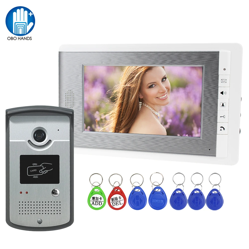 RFID Wired Video Intercom Video Door Phone 7'' Color Monitor Video Camera Doorbell Waterproof Card Keyfobs Unlock for Home Villa legrand video door phone